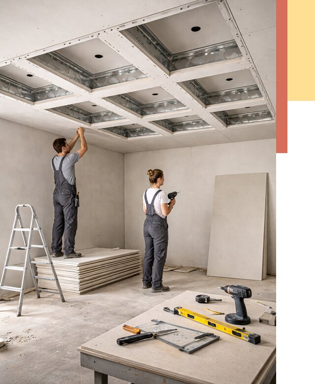 Кессонный потолок из гипсокартона в Златоусте от 1907 руб. — монтаж и под ключ | ОТДЕЛОЧНИК-Злт