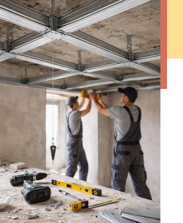 Монтаж каркаса потолка из профиля в Златоусте от 4640 руб. — услуги ОТДЕЛОЧНИК-Злт