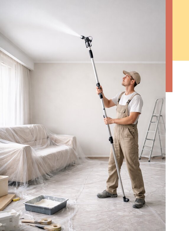 Покраска потолка краскопультом в Златоусте от 4640 руб. быстро и недорого | ОТДЕЛОЧНИК-Злт