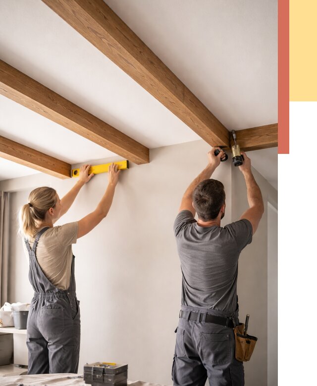 Монтаж декоративных балок на потолок в Златоусте от 4330 руб. — ОТДЕЛОЧНИК-Злт